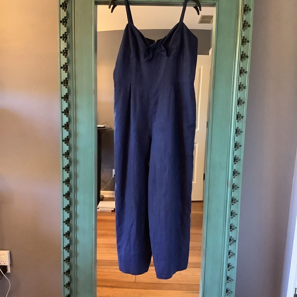 J.‎ Crew Navy Linen Blend Jumpsuit